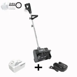Snow Joe 24V-SS12-XR-GRY 24-Volt* IONMAX Cordless Snow Shovel Kit | 12-inch | W/ 5.0-Ah Battery + Charger (Gray)