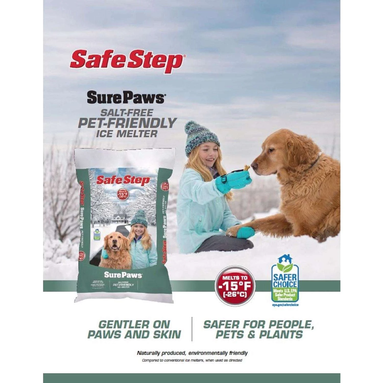 Safe Step Sure Paws Magnesium Chloride Pet Friendly Granule Ice Melt 20 Lb 2 Safe Step Sure Paws Magnesium Chloride Pet Friendly Granule Ice Melt 20 Lb - Image 2
