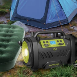 Auto Joe ATJ-AIR1-HYB Hybrid 12-Volt/120-Volt AC High Volume Tire Inflator/Deflator | W/ Digital Pressure Gauge, Tire Air Chuck Adaptor, Sports Pin, General Inflatable Valve, & Auto Shut Off | High Volume Output/Input -Snow Gear Shop ATJ AIR1 HYB Lifestyle03 scaled