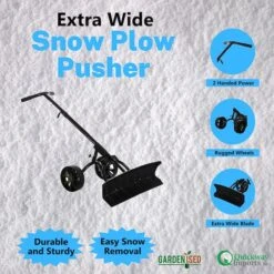 Extra Wide 36 In. Snow Shovel Plow Pusher Remover With Large Rugged Wheels, Heavy Duty, Black -Snow Gear Shop Quickway20Imports20Inc QI004185xx1xx22f74c