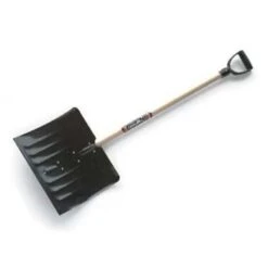True Temper Snow Shovel, 37 In Wood D-Grip Handle, Steel Blade Material, 18 In Blade Width