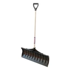 Snow Shovel, 43 1/4 In Wood D-Grip Handle, Poly Blade Material, 30 In Blade Width