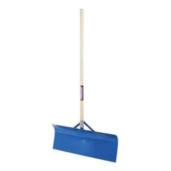 Snow Shovel, 48 In Wood Straight Handle, Steel Blade Material, 30 In Blade Width