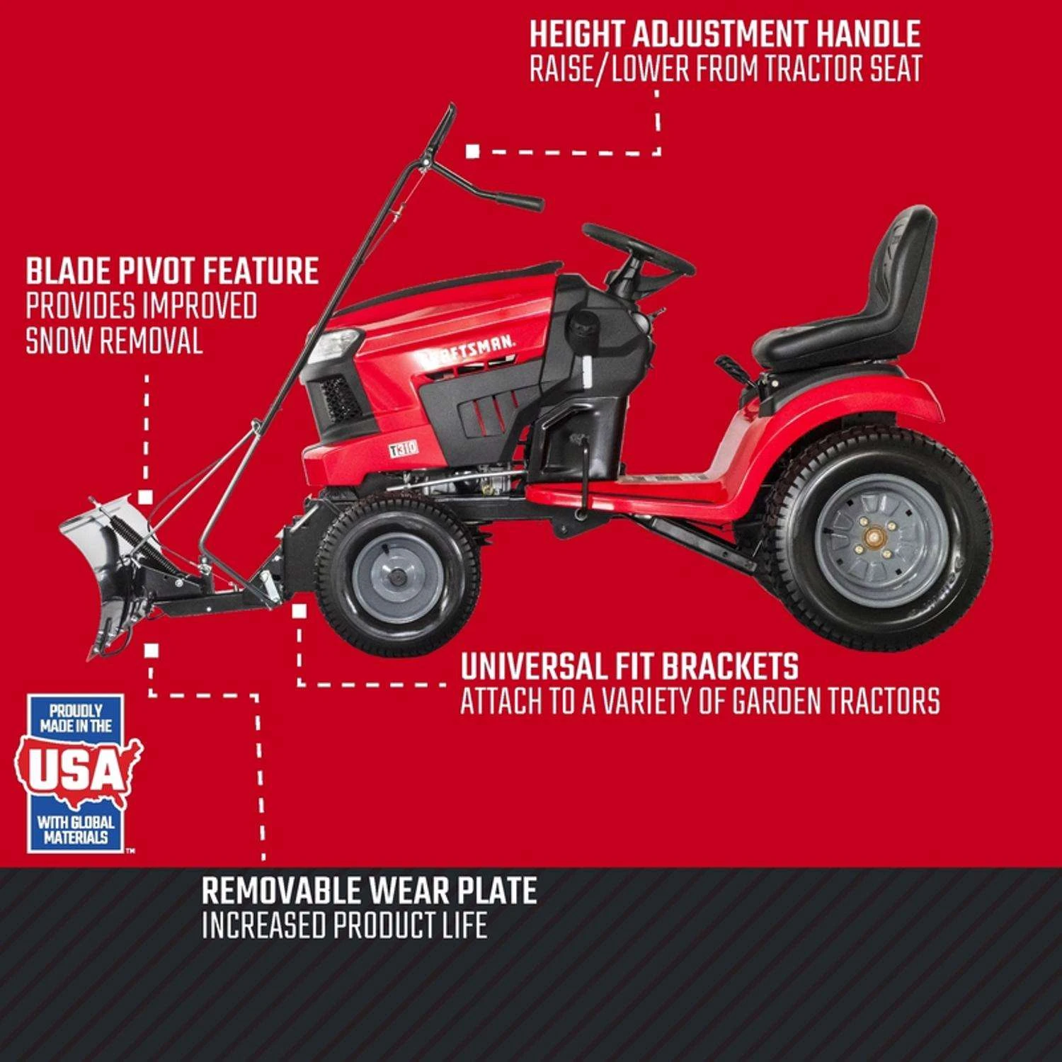 Craftsman 14 In. W X 42 In. L Steel Snow Blade 5 Craftsman 14 In. W X 42 In. L Steel Snow Blade - Image 5