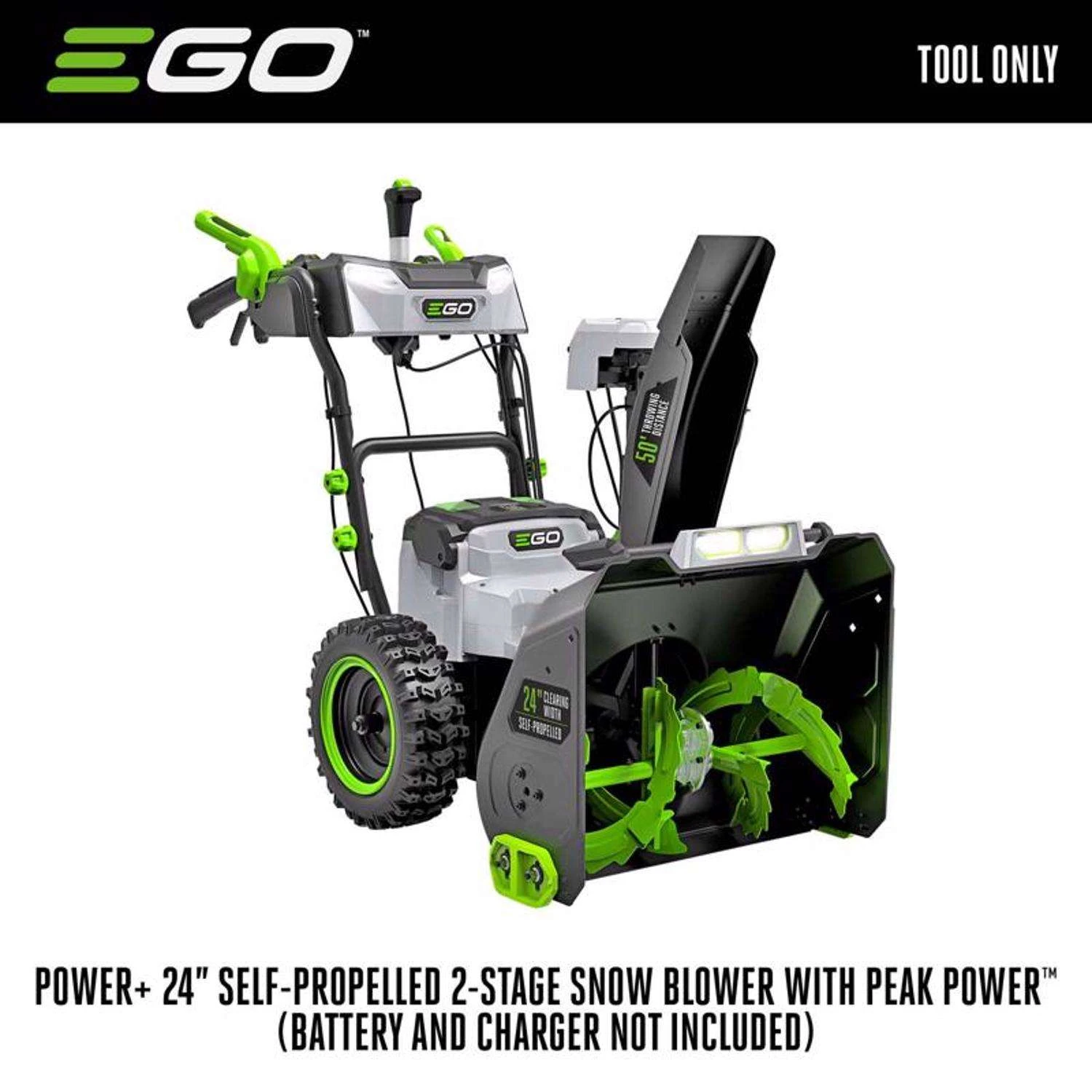 EGO Power+ Peak Power SNT2410 24 In. Two Stage 56 V Battery Snow Blower Tool Only W/ 2-IN-1 CHUTE ADJUSTMENT 2 EGO Power+ Peak Power SNT2410 24 In. Two Stage 56 V Battery Snow Blower Tool Only W/ 2-IN-1 CHUTE ADJUSTMENT - Image 2
