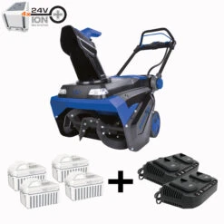 Snow Joe 24V-X4-SB21 96-Volt* MAX IONMAX Cordless Brushless Single-Stage Snow Blower | 21-inch | W/ 4 X 12.0-Ah Batteries + 2 X Dual Port Chargers